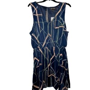 NWT Banana Republic Navy Geometric Sleeveless Mini Dress Size 14